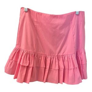 Main strip Mini Skirt, Size L, Pink with Double Ruffles, Flirty!